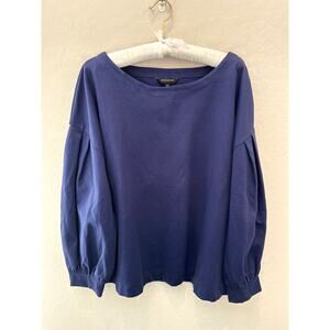 BANANA REPUBLIC | Navy Blue Thick Knit Boatneck Balloon Long Sleeve Top | XL